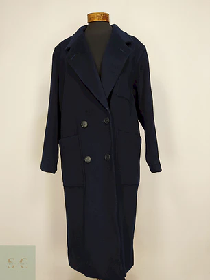 Abrigo Largo Azul Morton Bernard Lana Talla 44