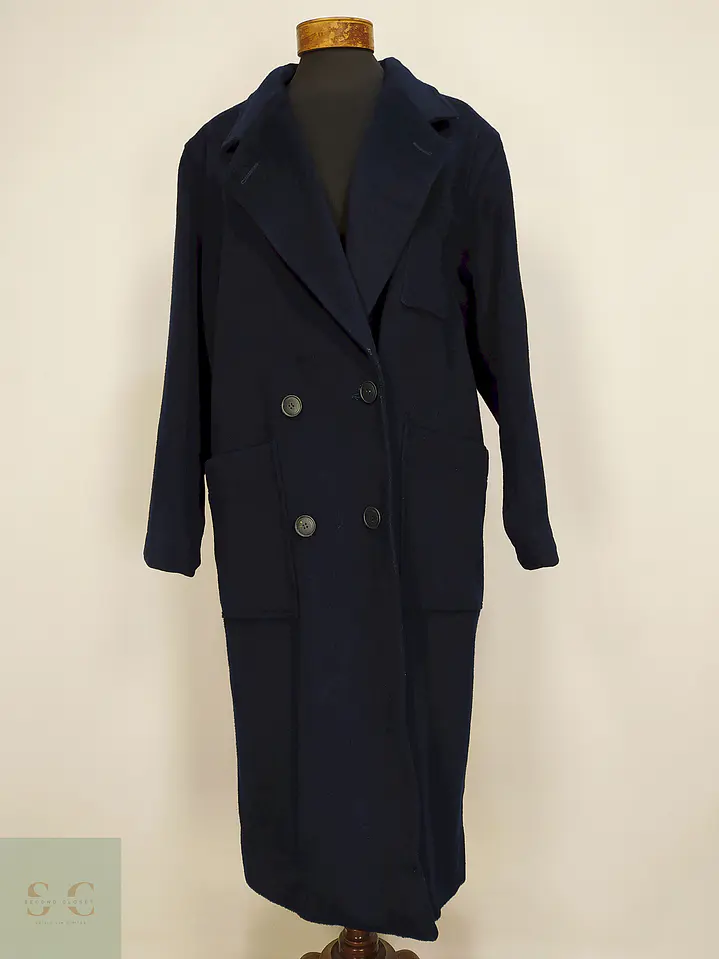 Abrigo Largo Azul Morton Bernard Lana Talla 44 3