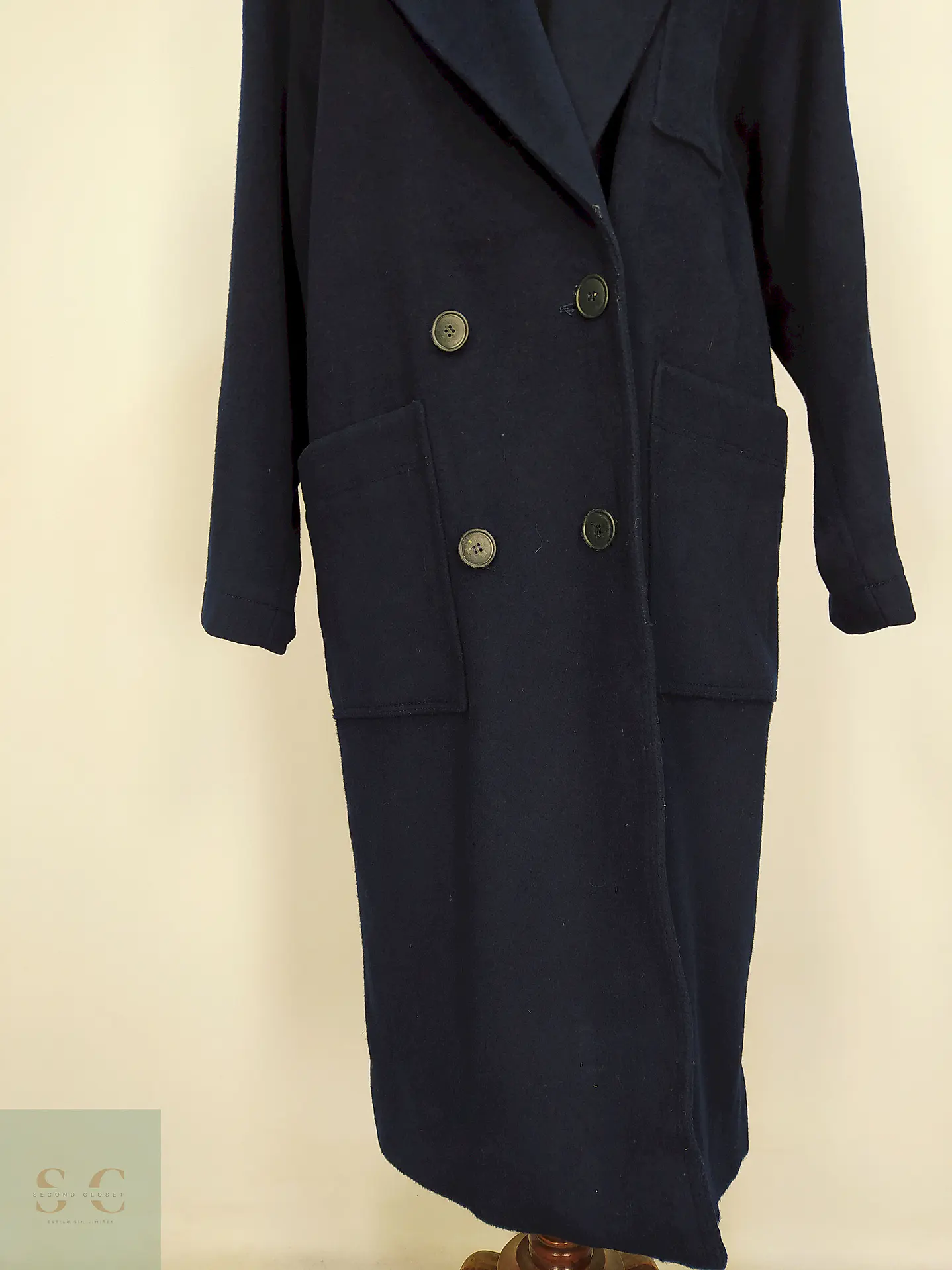 Abrigo Largo Azul Morton Bernard Lana Talla 44 4