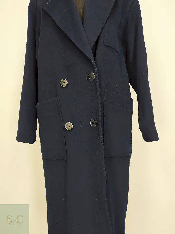 Abrigo Largo Azul Morton Bernard Lana Talla 44 5