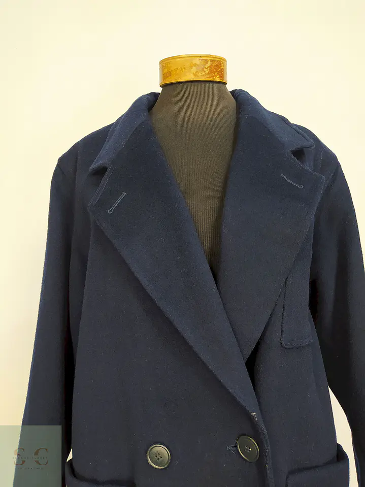 Abrigo Largo Azul Morton Bernard Lana Talla 44 7