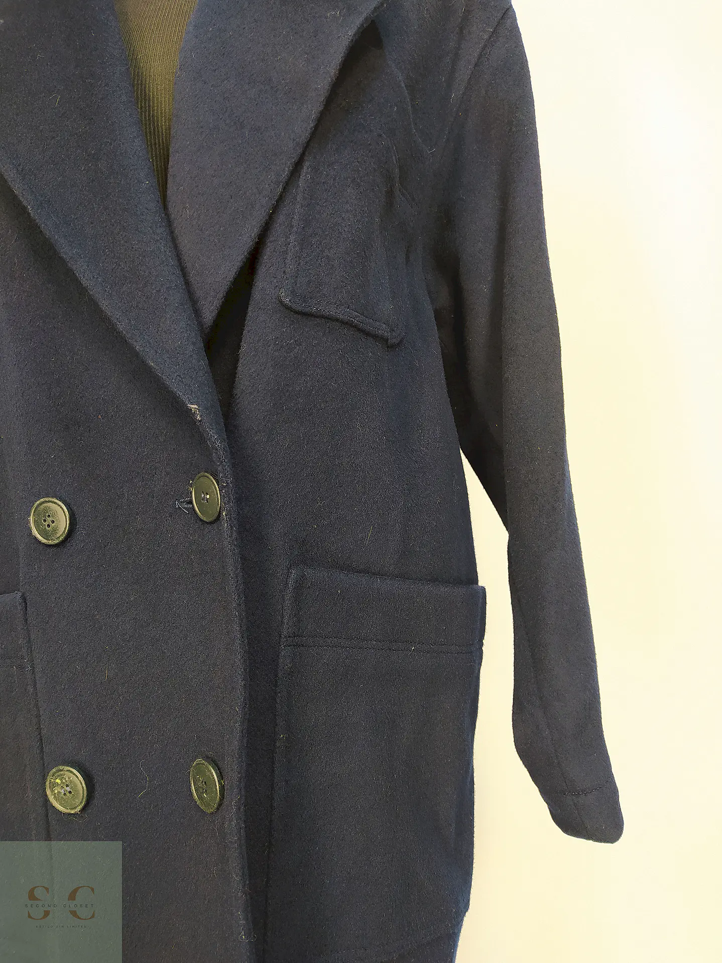 Abrigo Largo Azul Morton Bernard Lana Talla 44 8