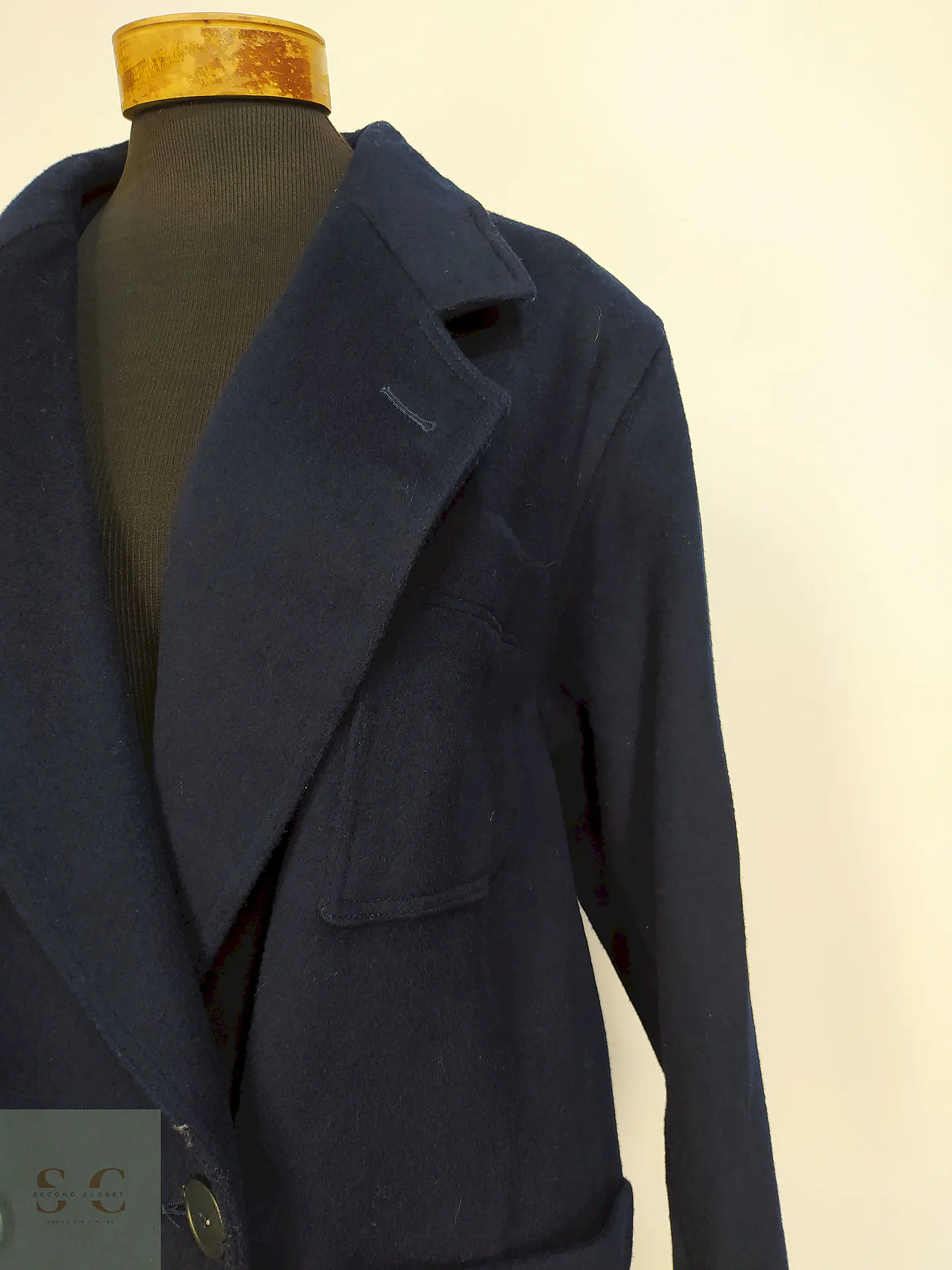 Abrigo Largo Azul Morton Bernard Lana Talla 44 9