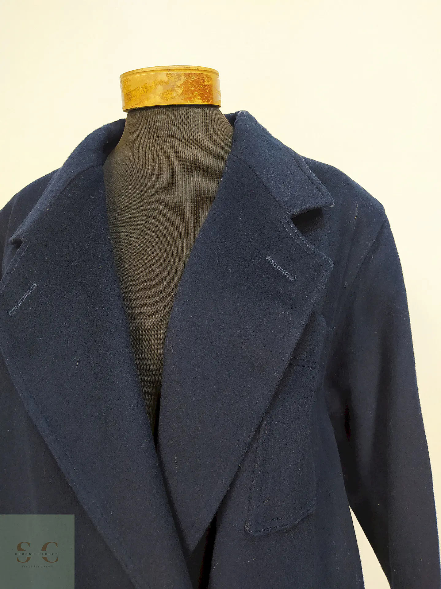 Abrigo Largo Azul Morton Bernard Lana Talla 44 10