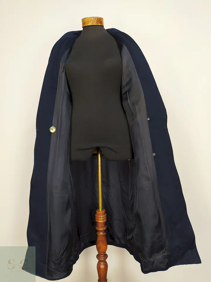 Abrigo Largo Azul Morton Bernard Lana Talla 44 12