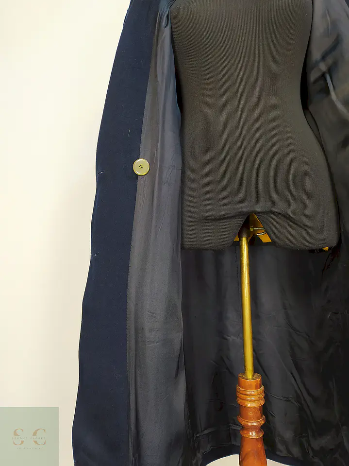 Abrigo Largo Azul Morton Bernard Lana Talla 44 14