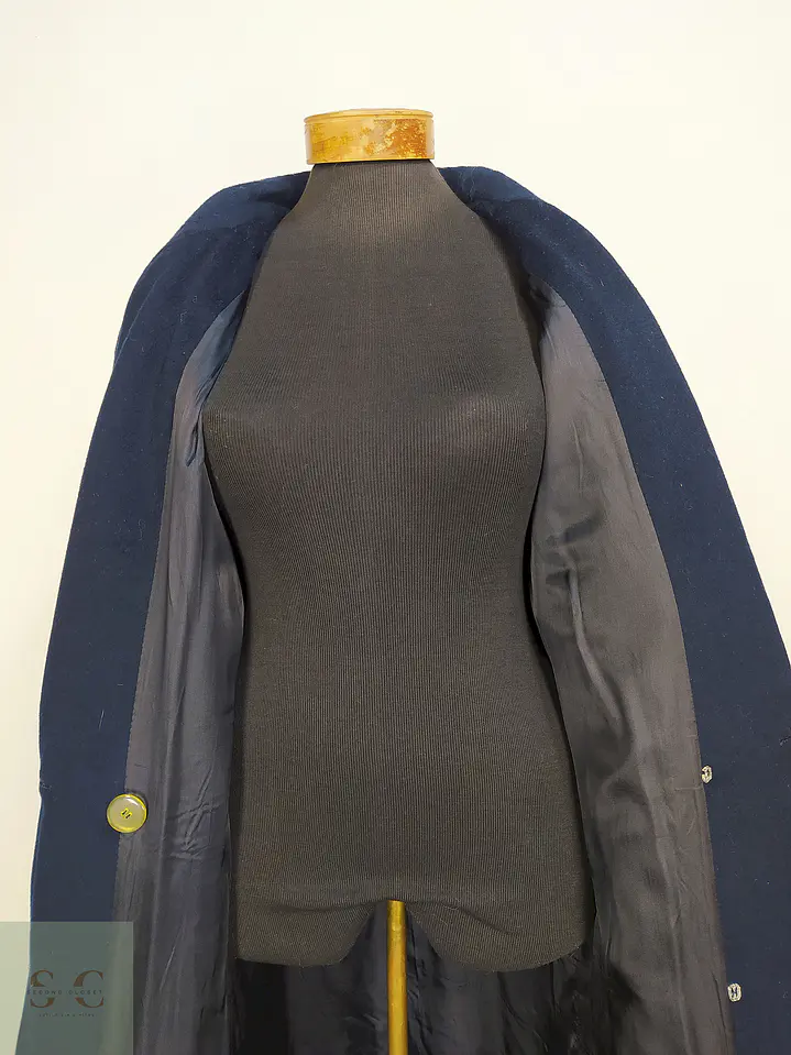 Abrigo Largo Azul Morton Bernard Lana Talla 44 15