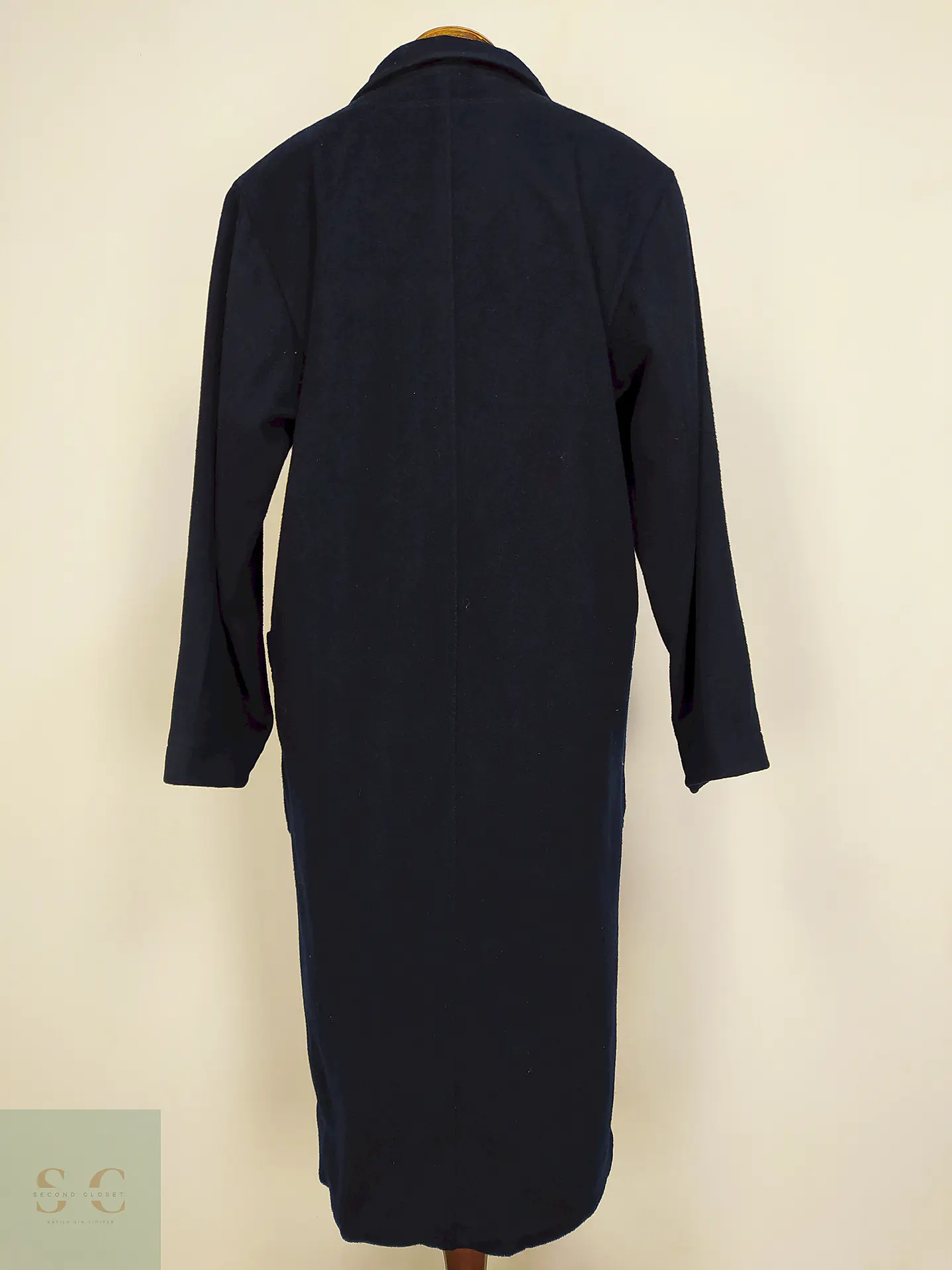Abrigo Largo Azul Morton Bernard Lana Talla 44 16
