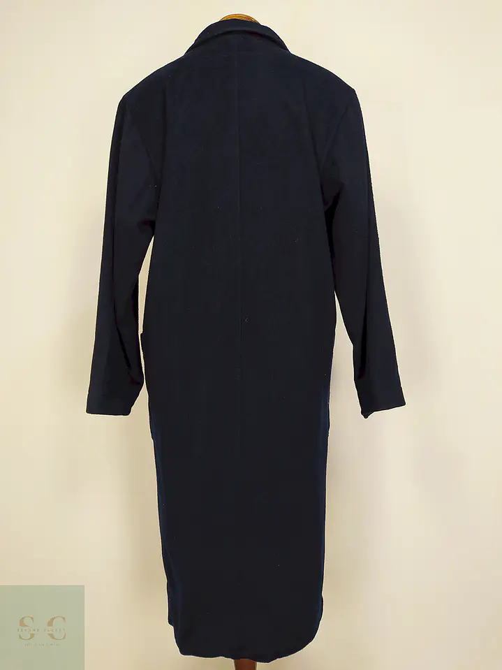 Abrigo Largo Azul Morton Bernard Lana Talla 44 16