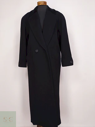 Abrigo Largo Negro Jones New York 100% Lana Virgen Talla 50