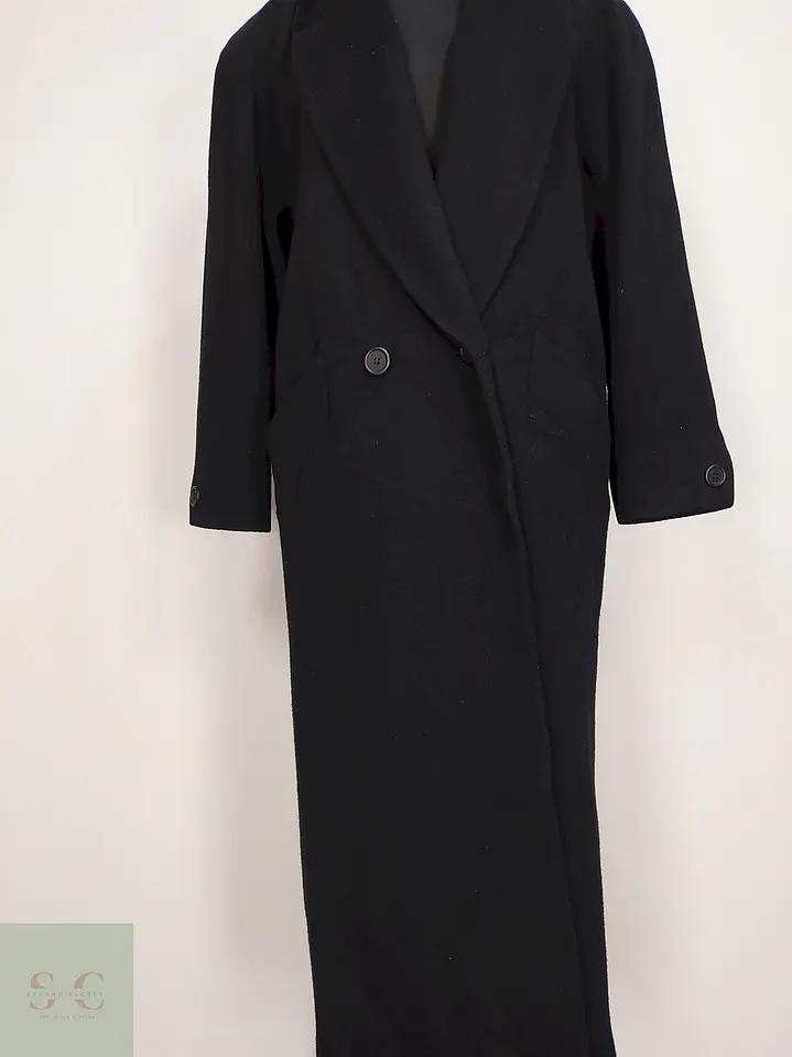 Abrigo Largo Negro Jones New York 100% Lana Virgen Talla 50 3