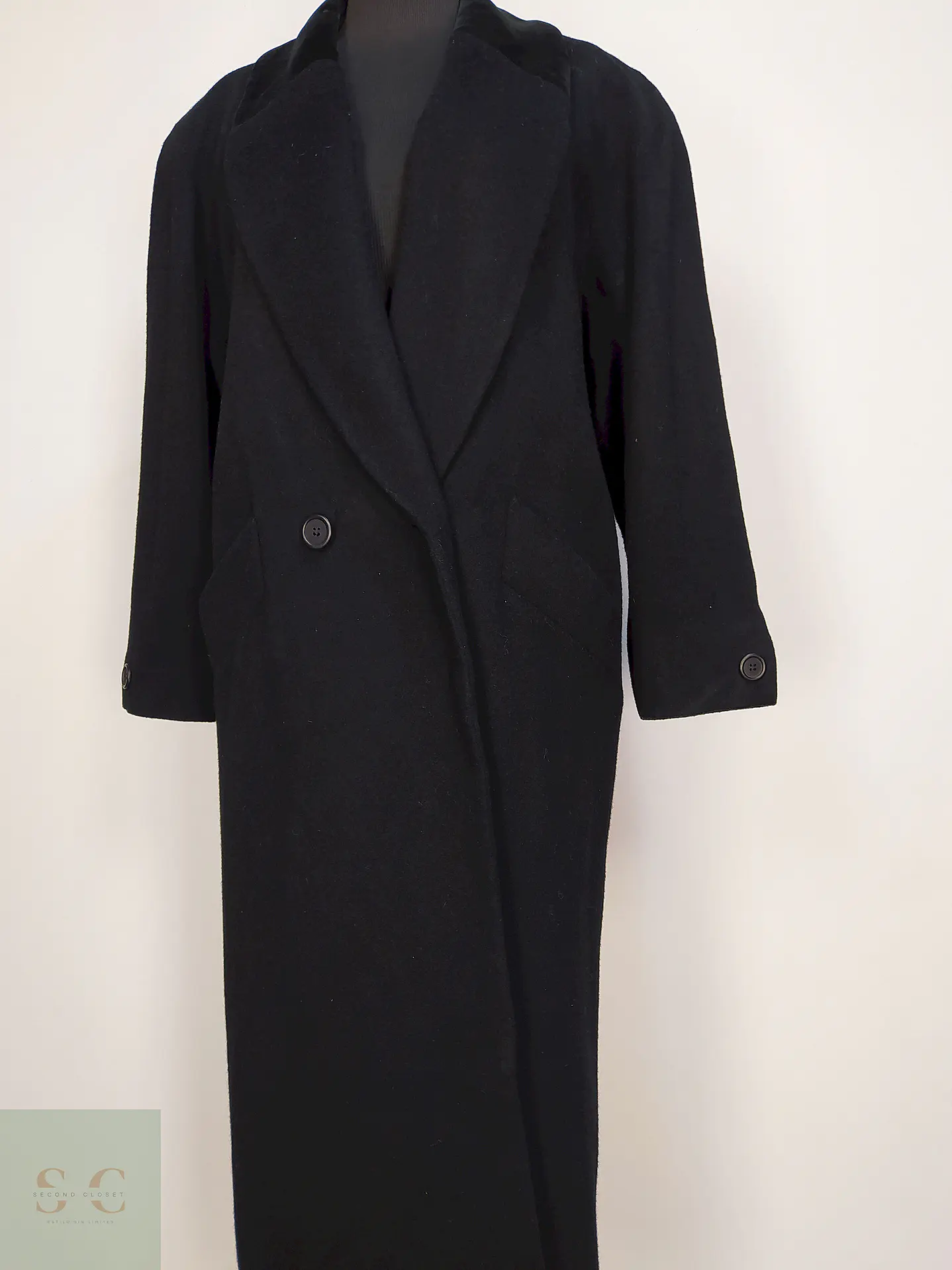 Abrigo Largo Negro Jones New York 100% Lana Virgen Talla 50 4