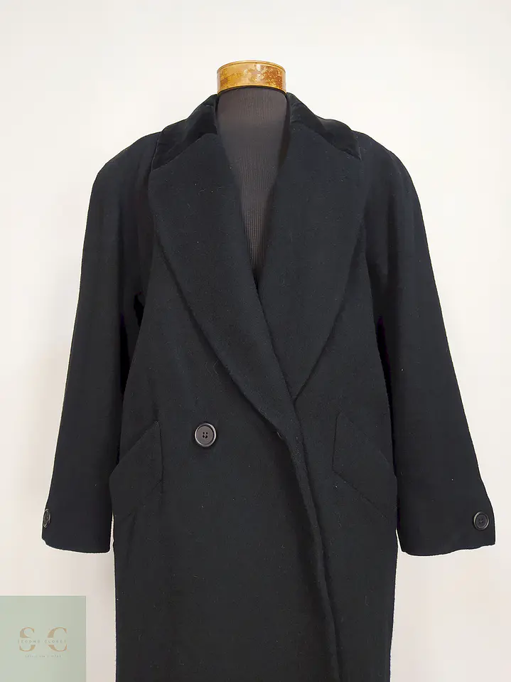 Abrigo Largo Negro Jones New York 100% Lana Virgen Talla 50 7