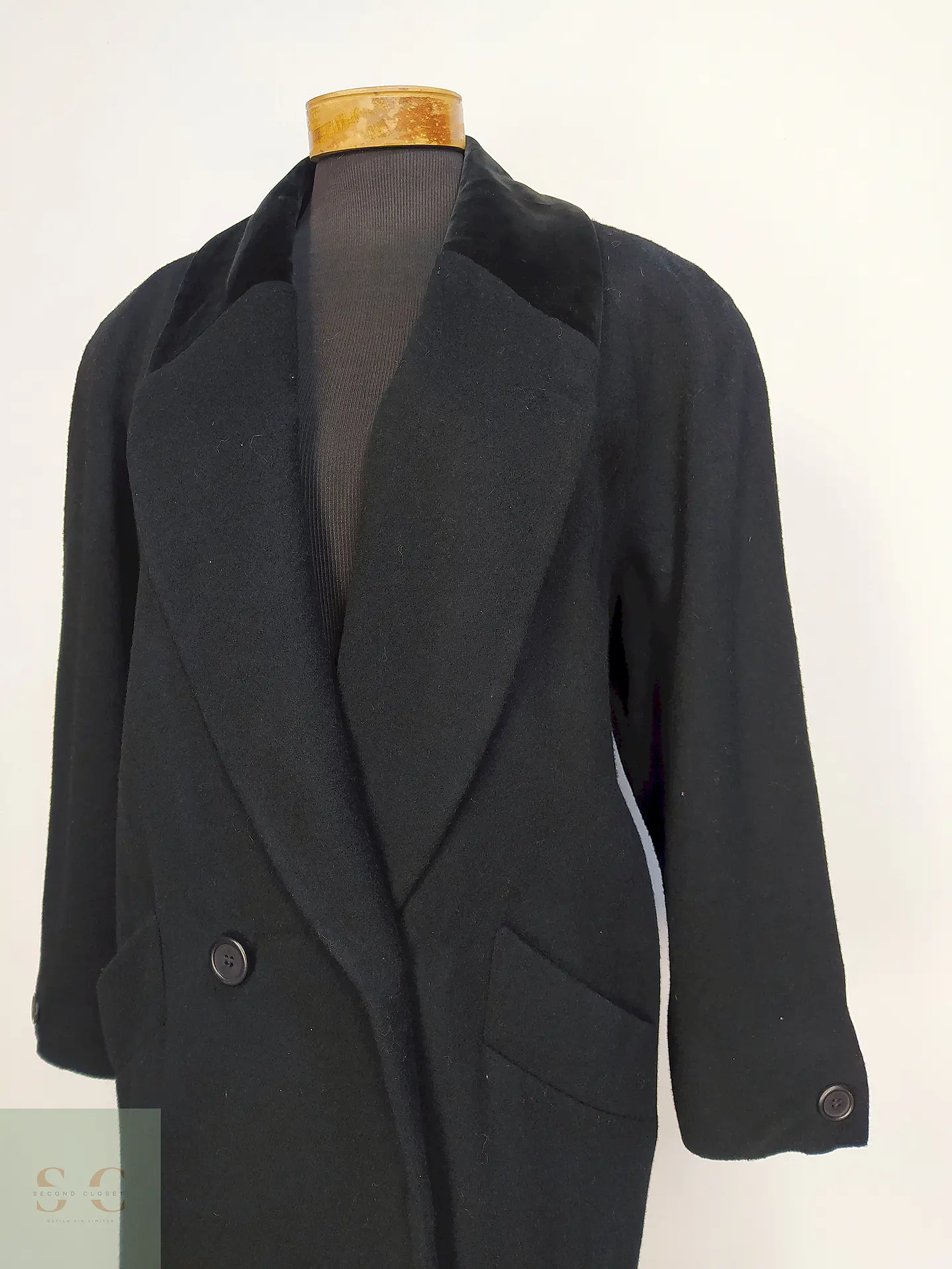 Abrigo Largo Negro Jones New York 100% Lana Virgen Talla 50 8