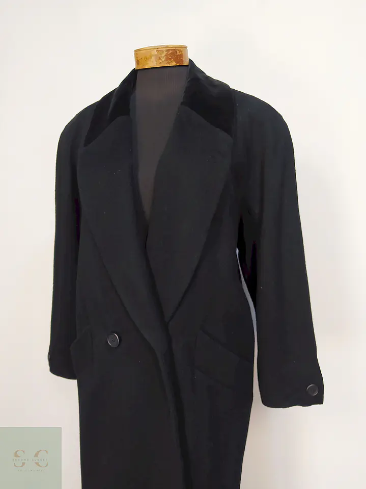 Abrigo Largo Negro Jones New York 100% Lana Virgen Talla 50 14