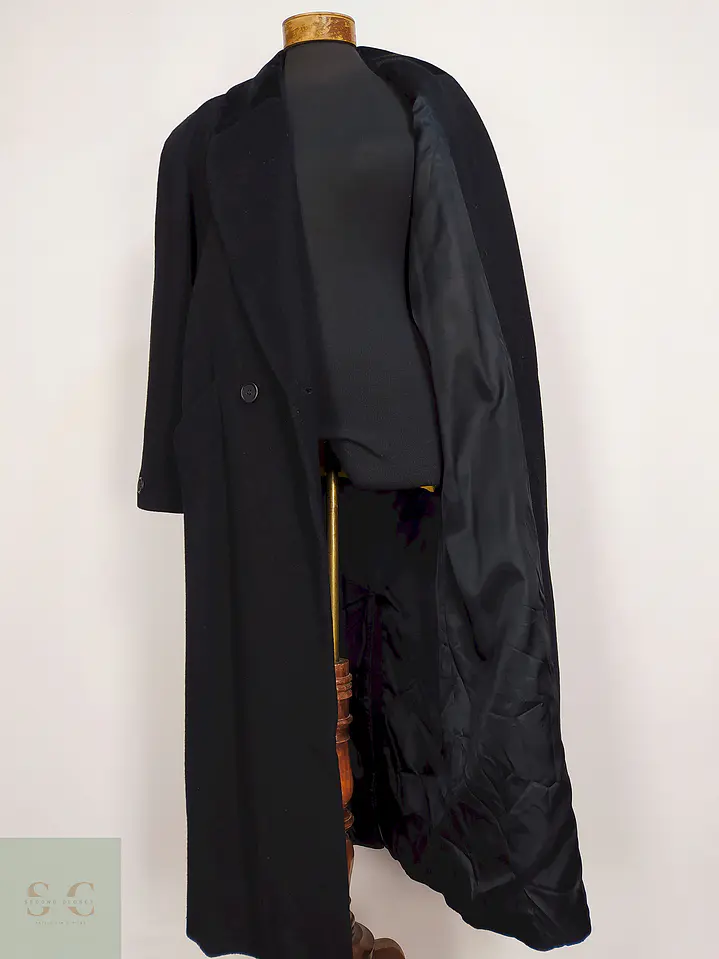 Abrigo Largo Negro Jones New York 100% Lana Virgen Talla 50 16