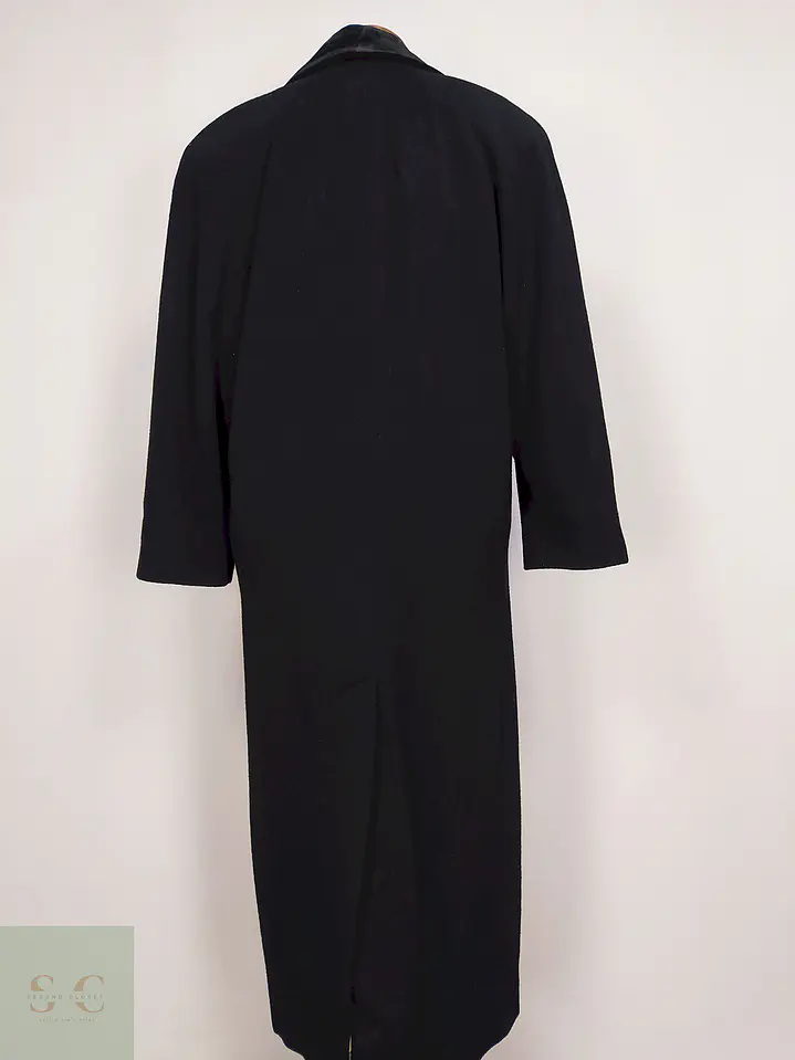 Abrigo Largo Negro Jones New York 100% Lana Virgen Talla 50 18