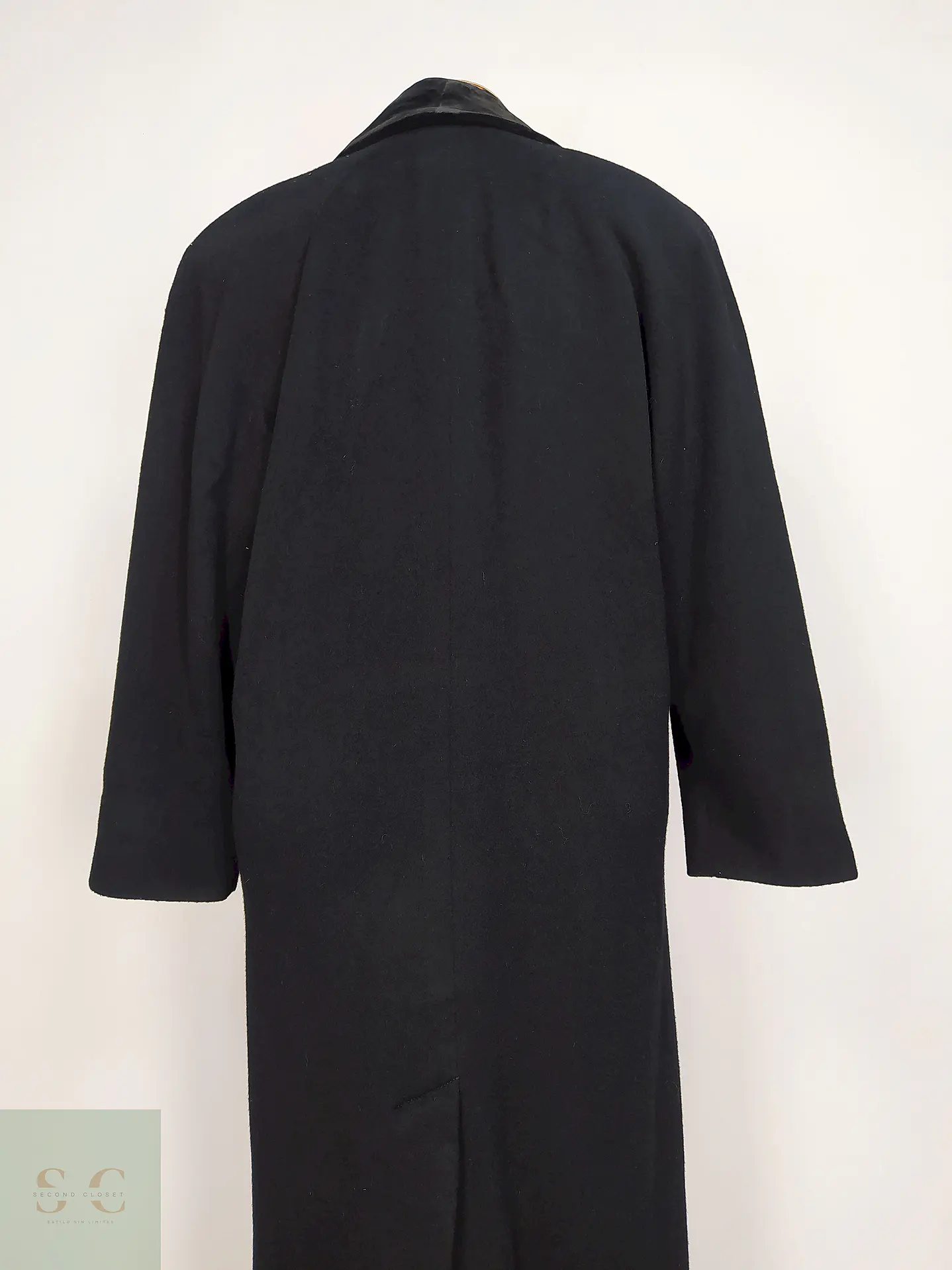 Abrigo Largo Negro Jones New York 100% Lana Virgen Talla 50 19