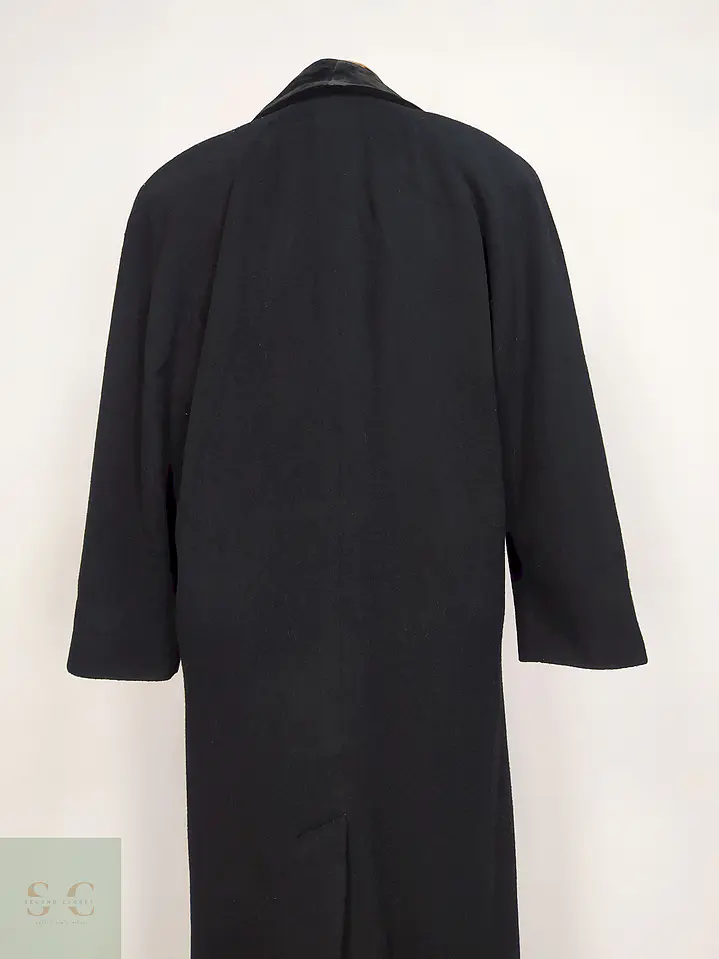 Abrigo Largo Negro Jones New York 100% Lana Virgen Talla 50 19