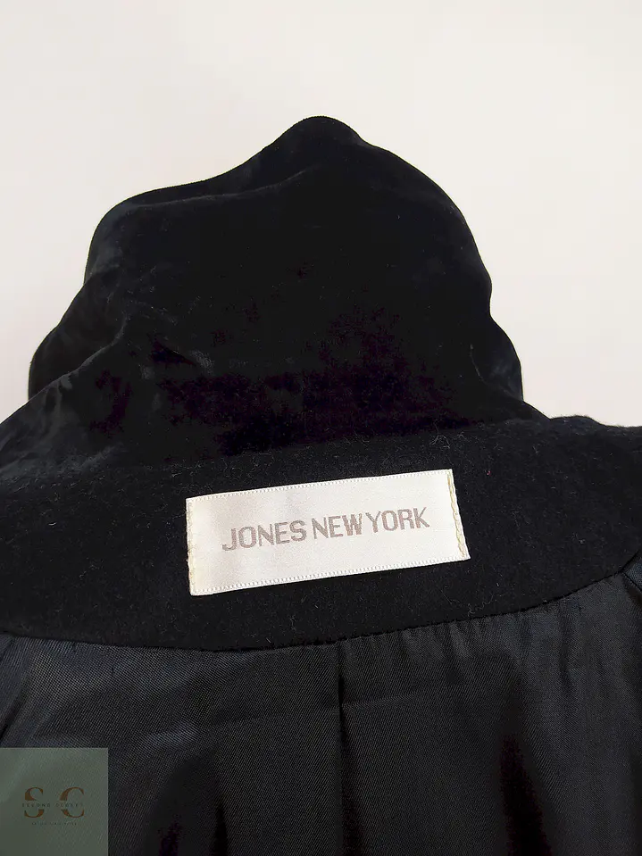Abrigo Largo Negro Jones New York 100% Lana Virgen Talla 50 20