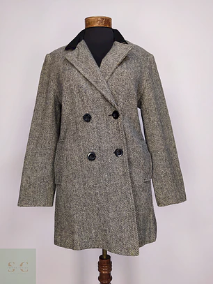 Abrigo Cruzado Dumas Gris 80% Lana Virgen Talla 44