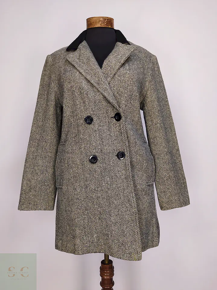 Abrigo Cruzado Dumas Gris 80% Lana Virgen Talla 44 1