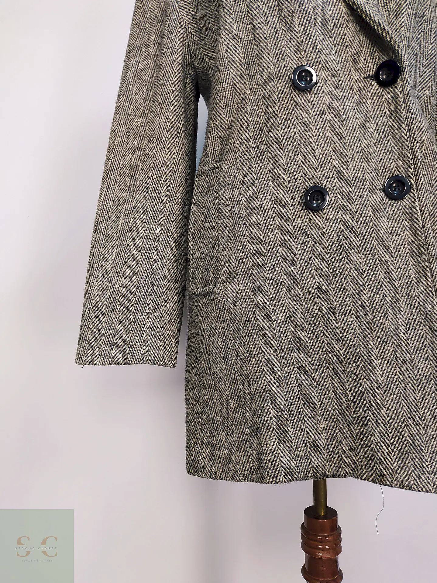 Abrigo Cruzado Dumas Gris 80% Lana Virgen Talla 44 2