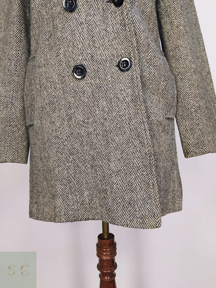 Abrigo Cruzado Dumas Gris 80% Lana Virgen Talla 44 3