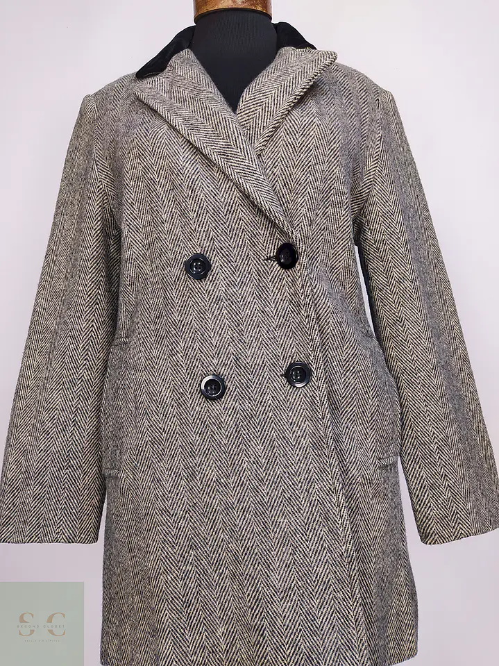 Abrigo Cruzado Dumas Gris 80% Lana Virgen Talla 44 5