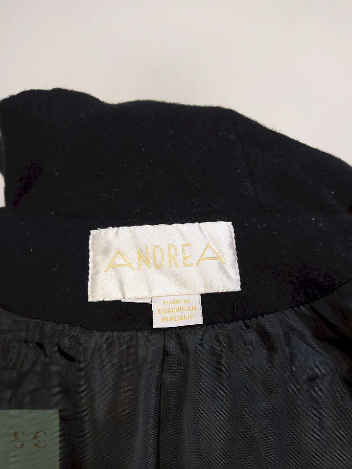 Abrigo Largo Negro con Gorro 100% Lana Talla 40 14