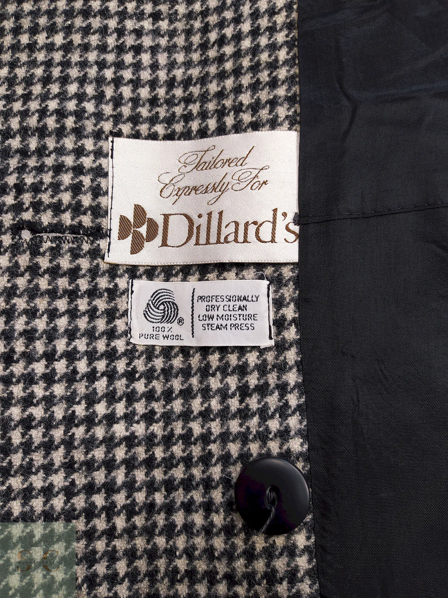Abrigo Cruzado Alorna Dillards 100% Lana Virgen Pata de Gallo Negro Blanco Talla 44 11