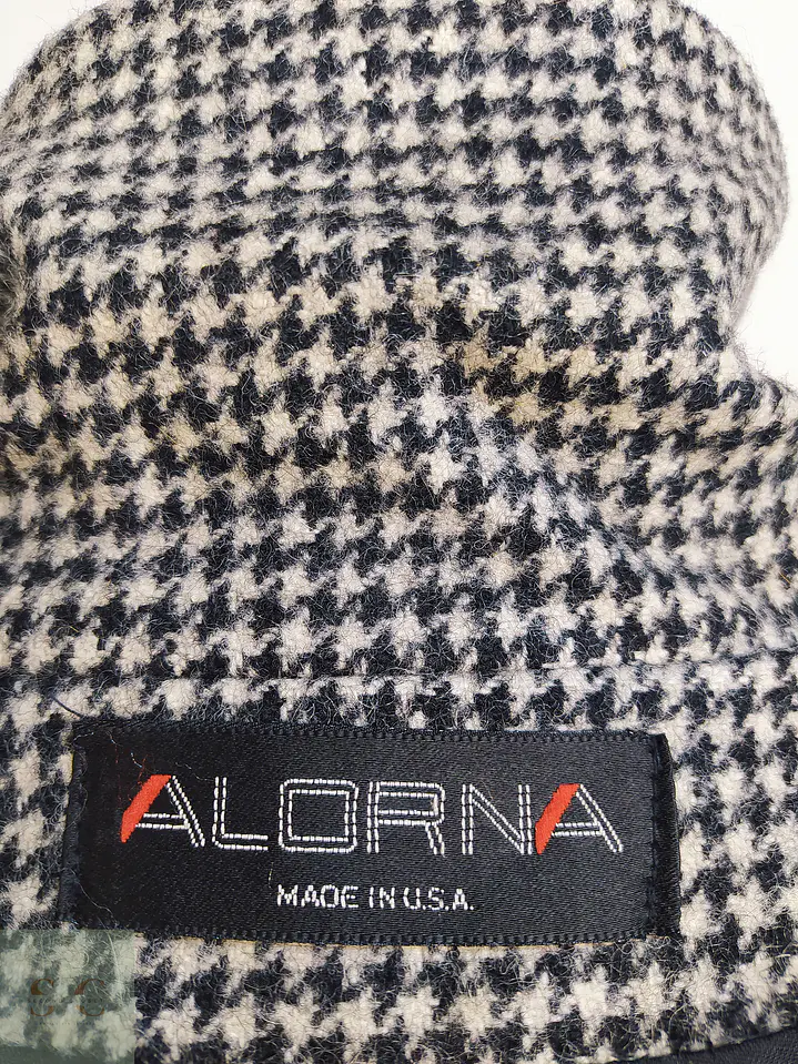 Abrigo Cruzado Alorna Dillards 100% Lana Virgen Pata de Gallo Negro Blanco Talla 44 13