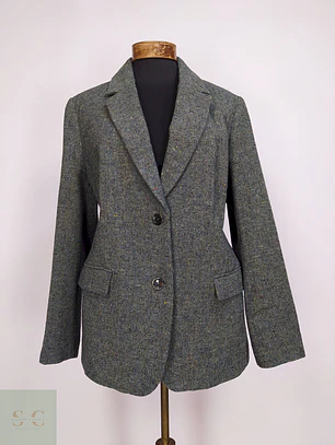 Blazer Verde Mona 100% Lana Espiga Talla 46