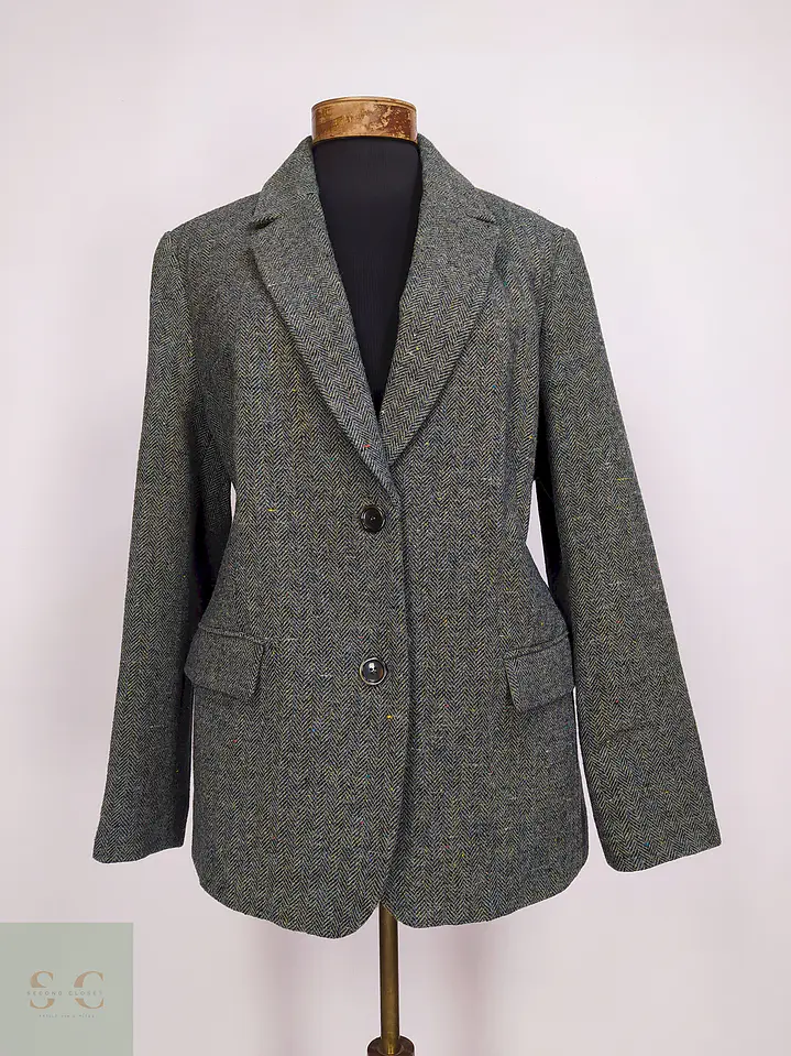 Blazer Verde Mona 100% Lana Espiga Talla 46 1