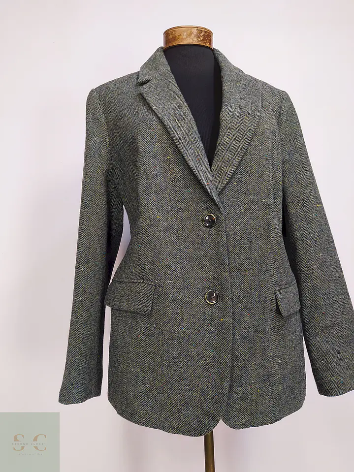 Blazer Verde Mona 100% Lana Espiga Talla 46 2