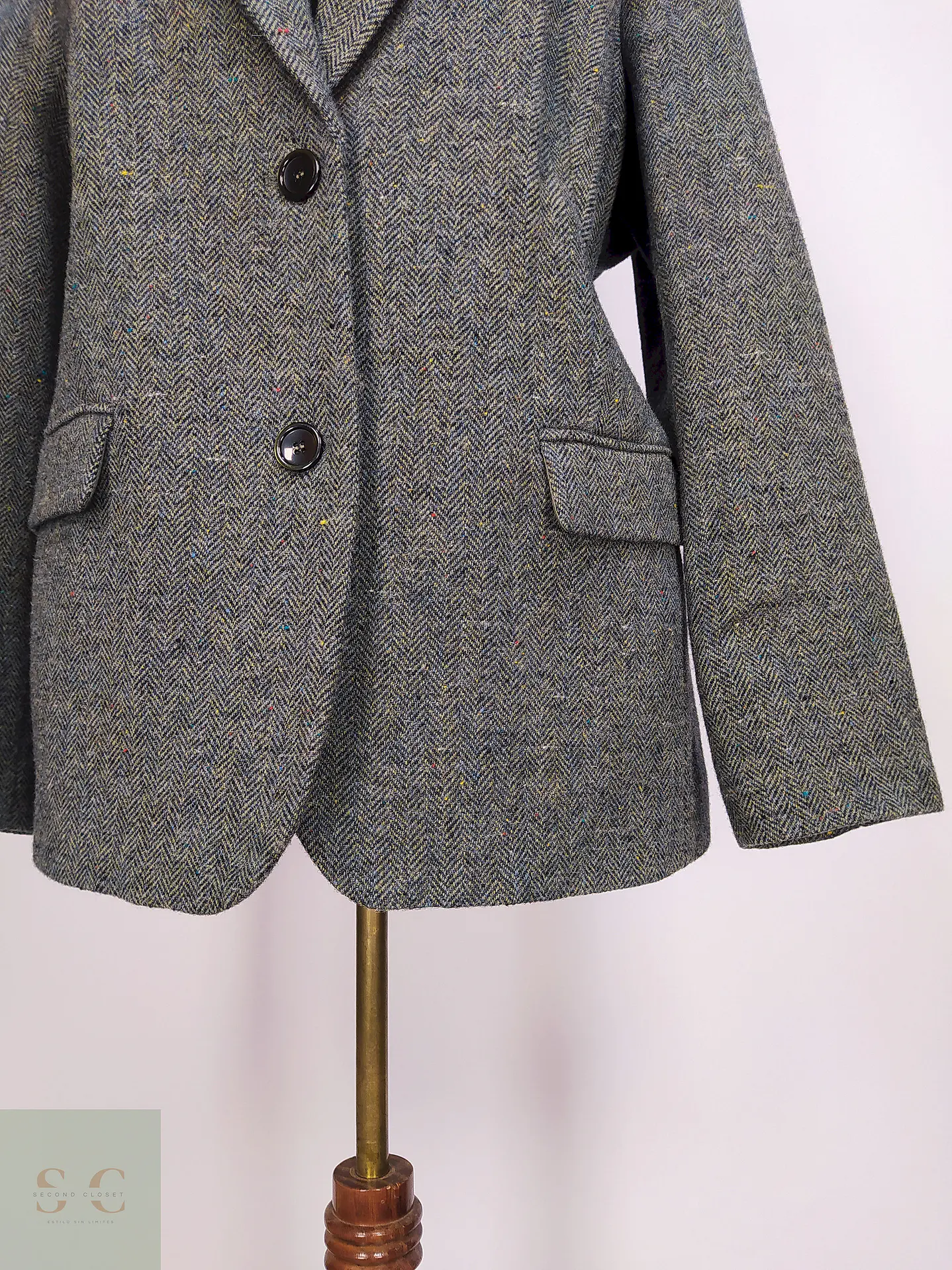 Blazer Verde Mona 100% Lana Espiga Talla 46 4
