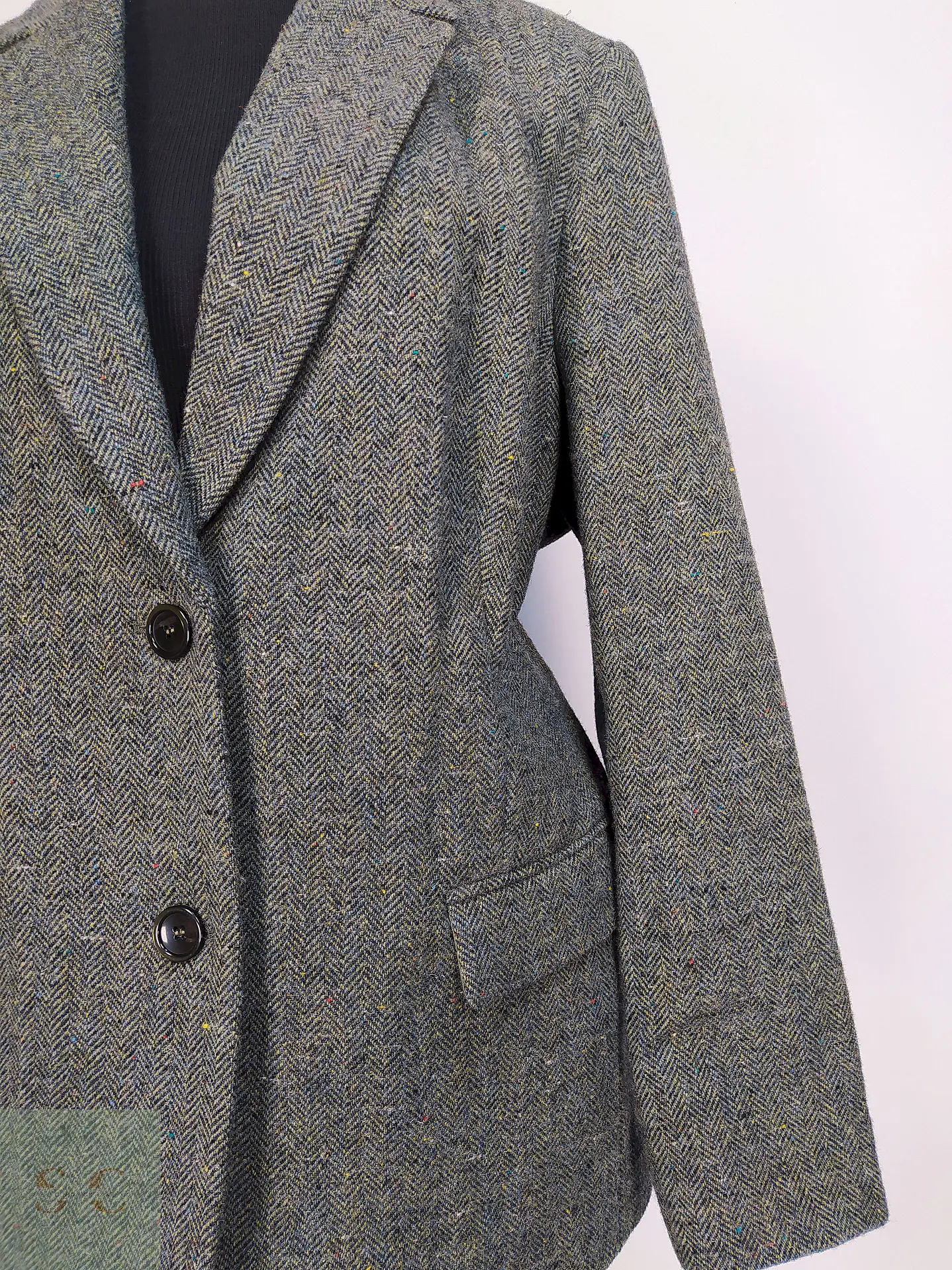 Blazer Verde Mona 100% Lana Espiga Talla 46 5