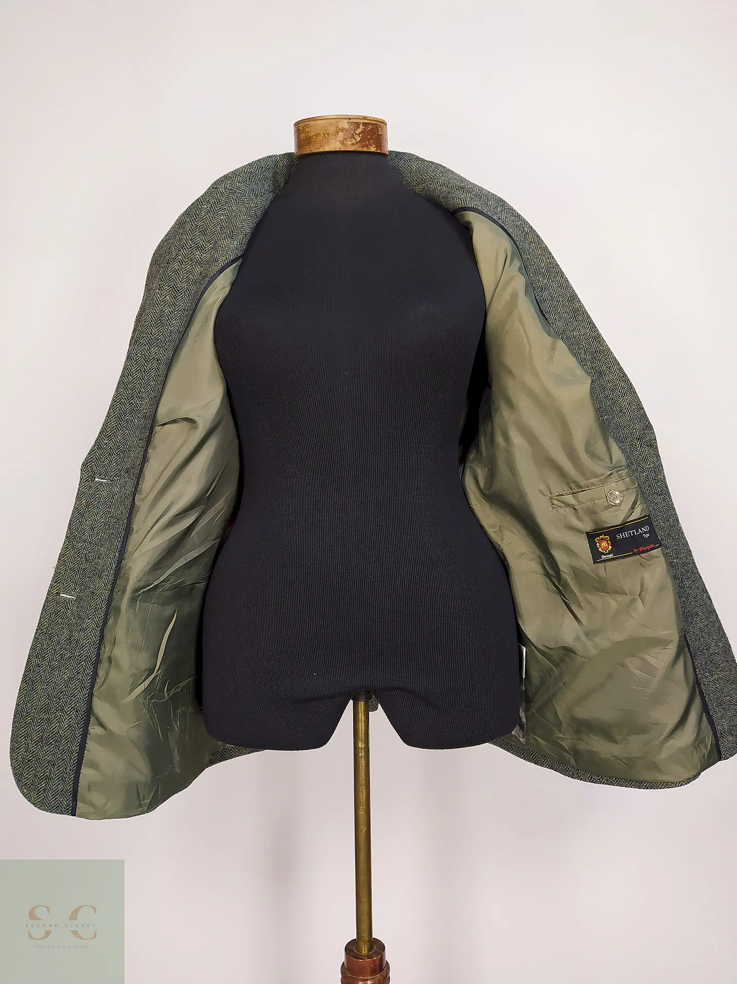 Blazer Verde Mona 100% Lana Espiga Talla 46 9