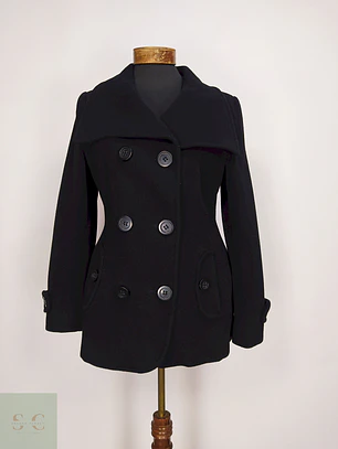 Abrigo Marinero Negro JLo 100% Lana Talla 42