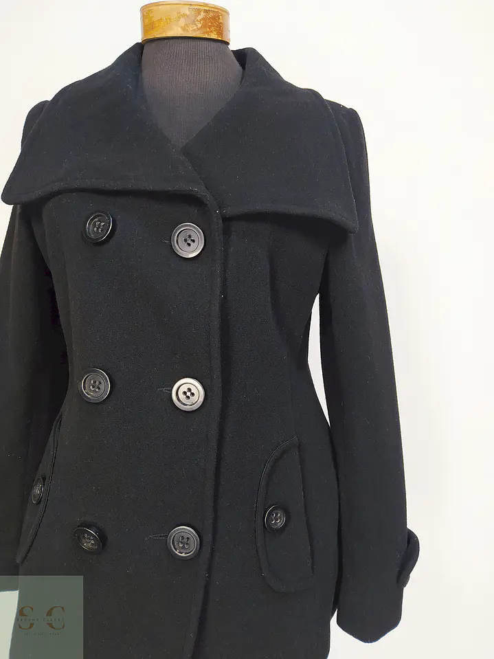 Abrigo Marinero Negro JLo 100% Lana Talla 42 5