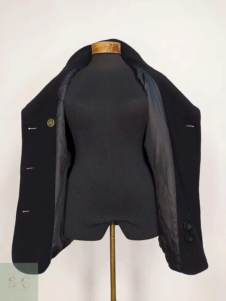 Abrigo Marinero Negro JLo 100% Lana Talla 42 8