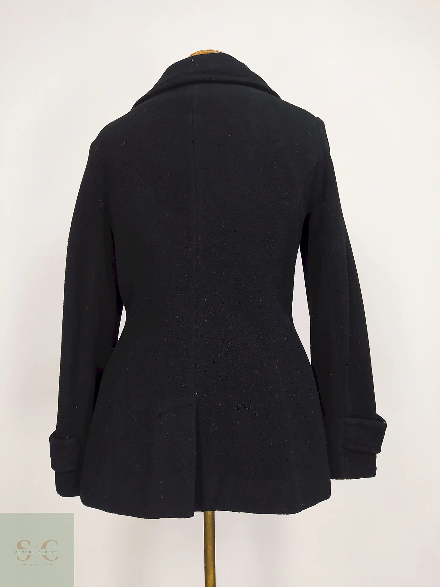 Abrigo Marinero Negro JLo 100% Lana Talla 42 9