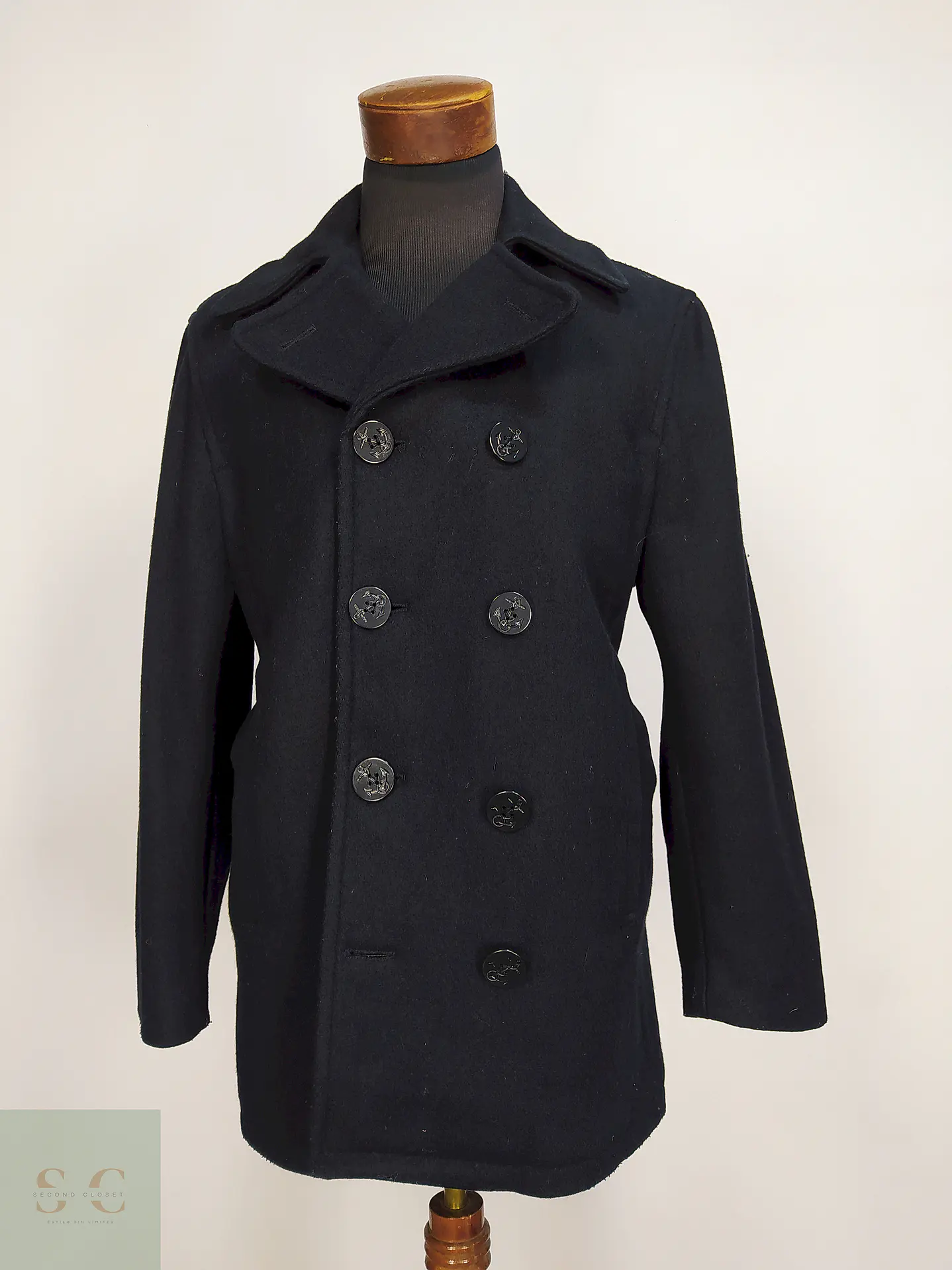 Marinero Azul Oscuro Aberdeen Hecho en USA 80% Lana Talla ML 2