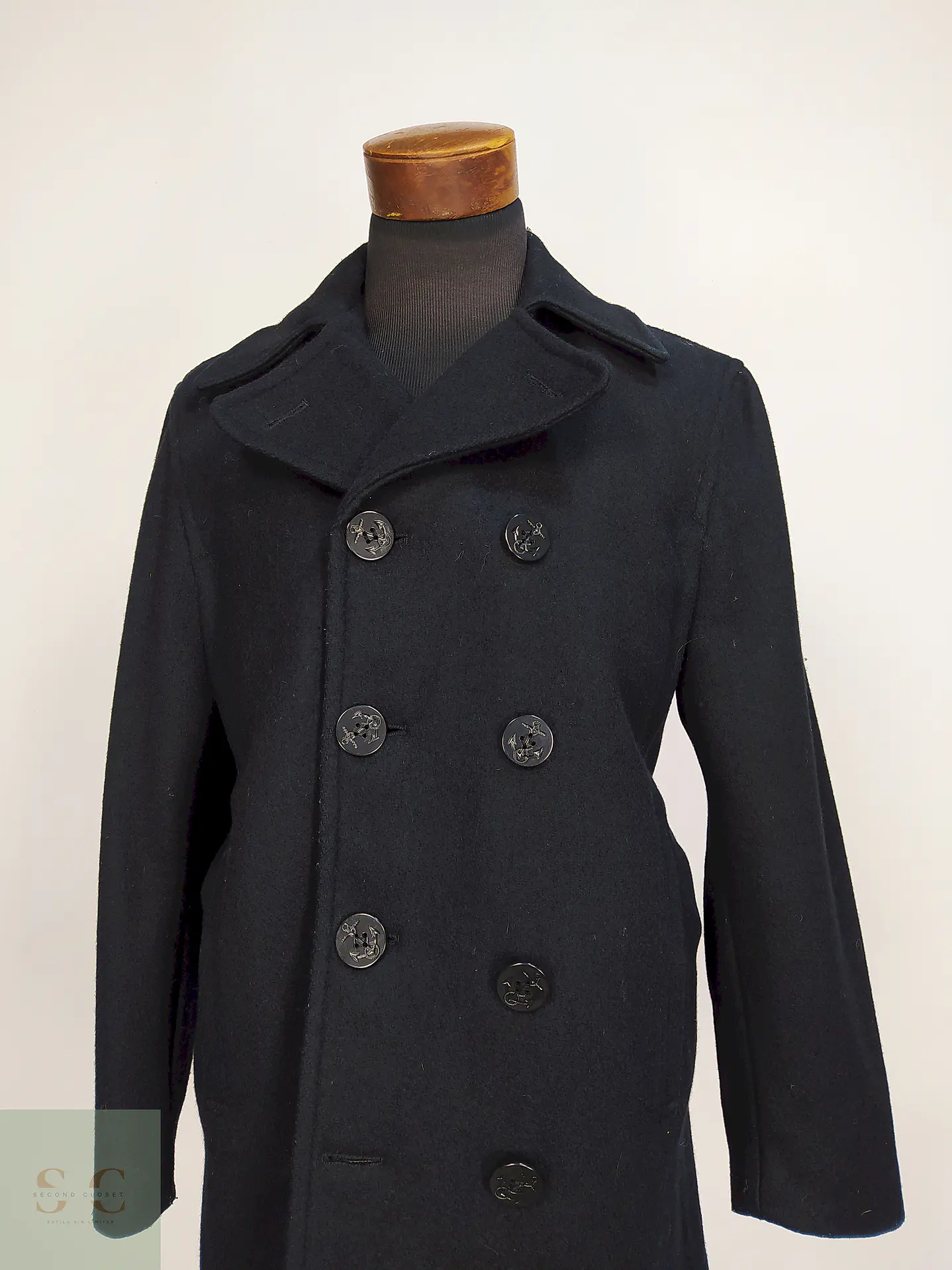 Marinero Azul Oscuro Aberdeen Hecho en USA 80% Lana Talla ML 3