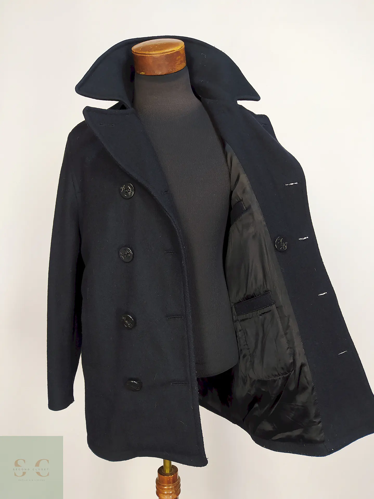 Marinero Azul Oscuro Aberdeen Hecho en USA 80% Lana Talla ML 9