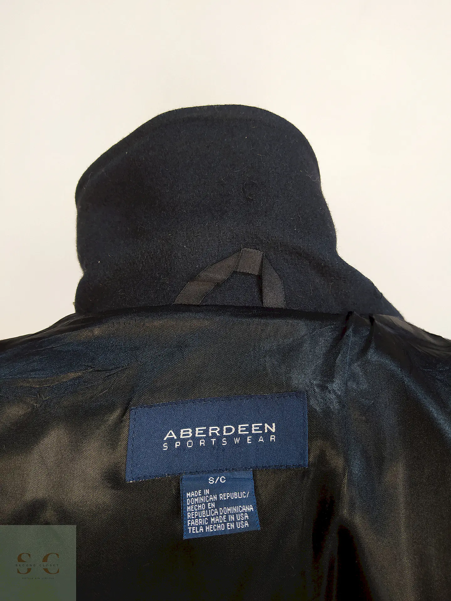 Marinero Azul Oscuro Aberdeen Hecho en USA 80% Lana Talla ML 15