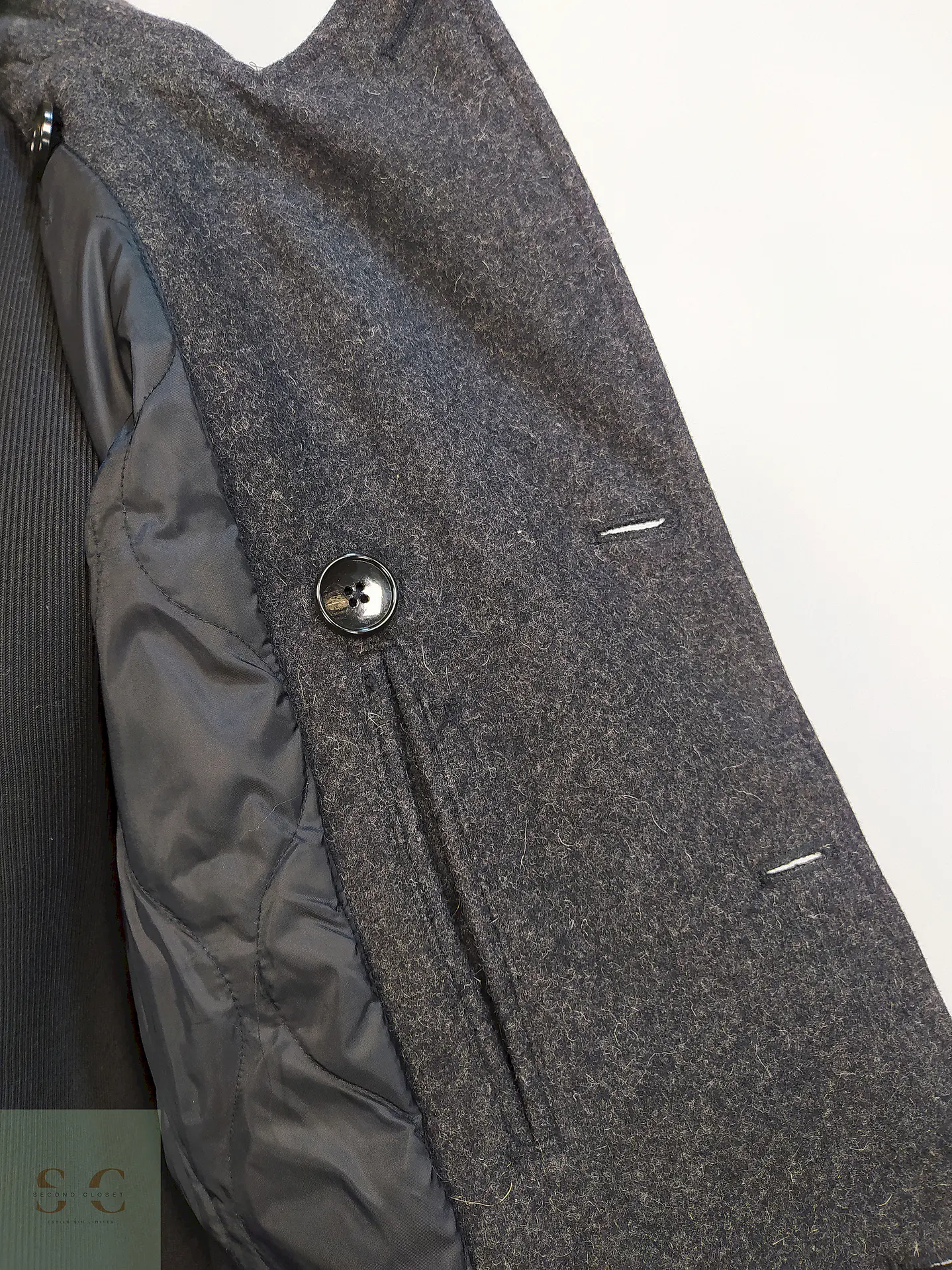 Abrigo Cruzado Plomo GAP 80% Lana Talla SM 11