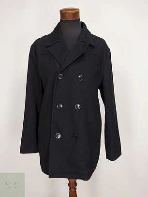 Abrigo Cruzado Negro Kenneth Cole 60% Lana Talla XL
