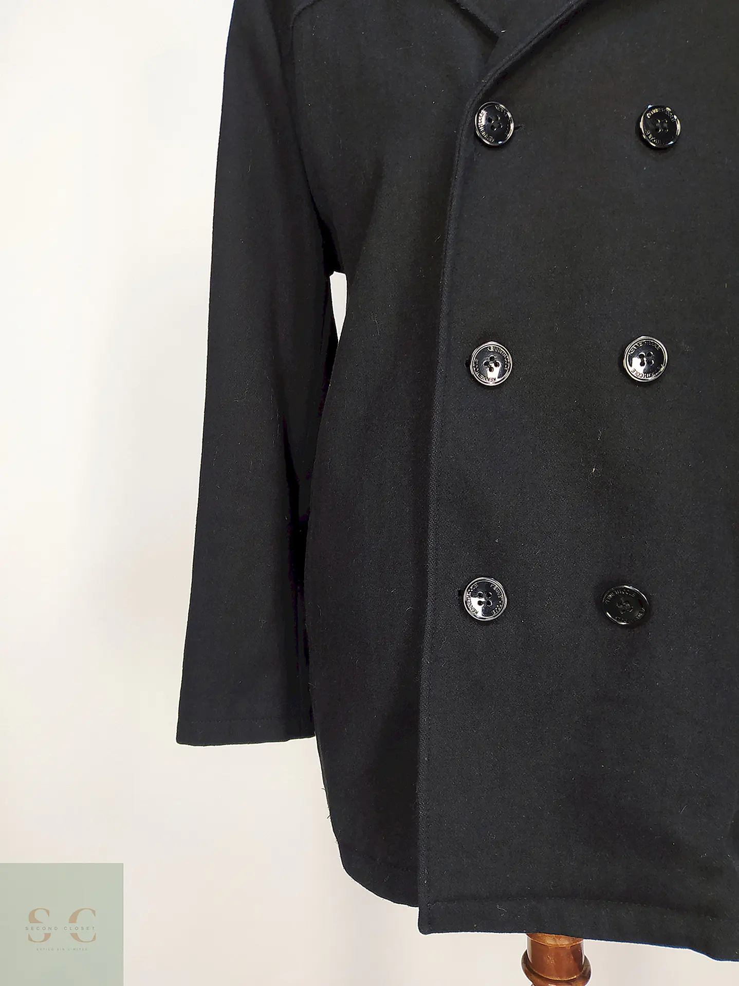 Abrigo Cruzado Negro Kenneth Cole 60% Lana Talla XL 2
