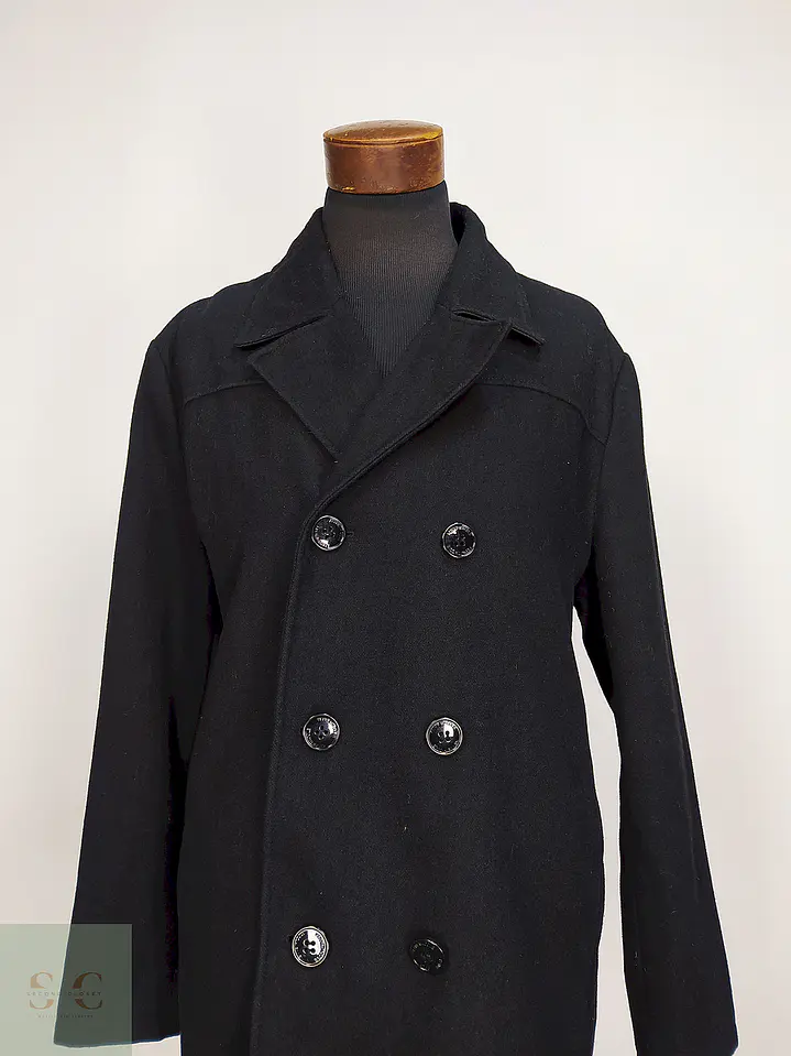 Abrigo Cruzado Negro Kenneth Cole 60% Lana Talla XL 4